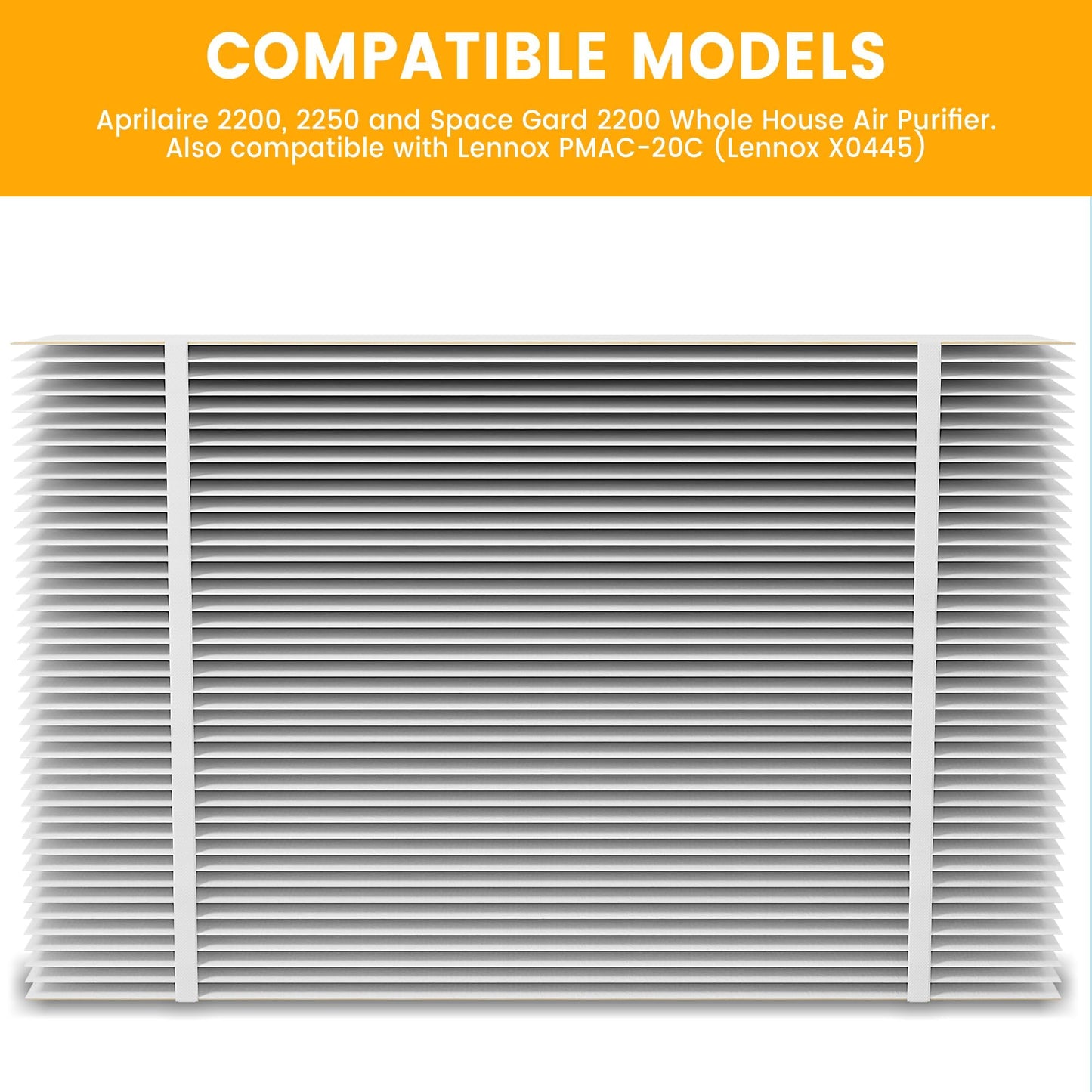 2 Pack 201 Replacement Filter MERV 10 Compatible with Aprilaire 2200, 2250, Space Gard 2200 Whole House Air Cleaner Purifiers and Lennox PMAC-20C,Lennox X0445.(Incloud 2 PCS Pleat Spacers）