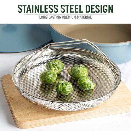 Goodful All-In-One Pan Steamer Basket, Premium Stainless Steel Construction, Dishwasher Safe, Perfect for Steaming Vegetables, Full Handle for Easy Use