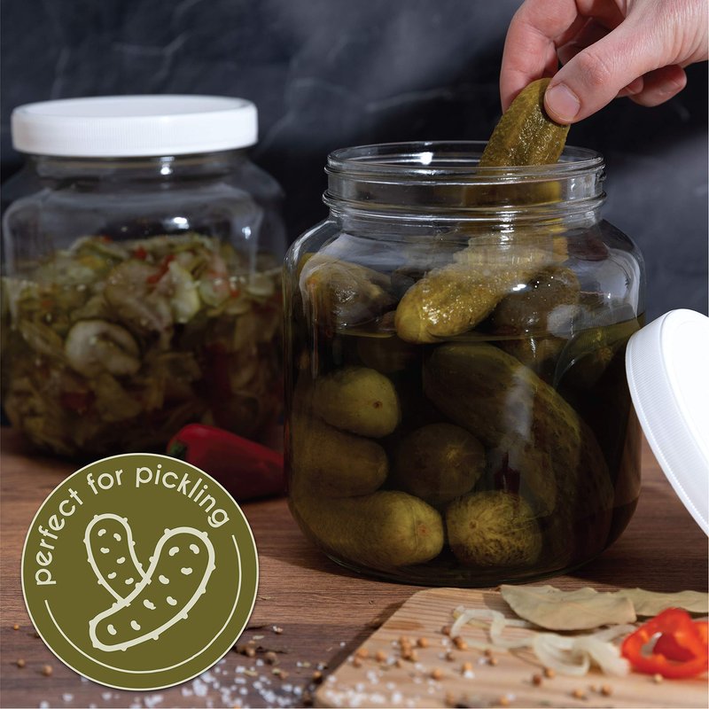 kitchentoolz Half Gallon Mason Jar - Wide Mouth 1/2 Gallon Glass Jar with Lid - Airtight Glass Storage Containers with Lid Fermenting, Canning, and Dry Storage - Made in USA