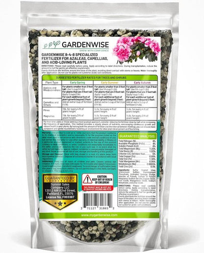 GardenWise 8-4-8 Acidic Fertilizer - Iron-Rich Plant Food for Azaleas, Hydrangeas & More | 12 OZ