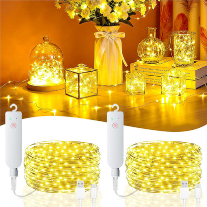 Skiennix 32FT Fairy Lights - Battery Operated Mini Waterproof LED Twinkle Lights | Warm White for Bedroom & Party Decor