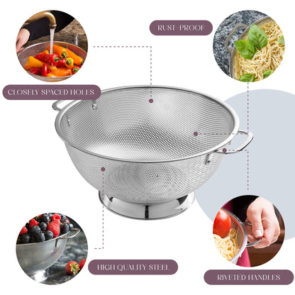 Bellemain Micro-perforated Stainless Steel Colander-Dishwasher Safe (3 QT and 5 QT)