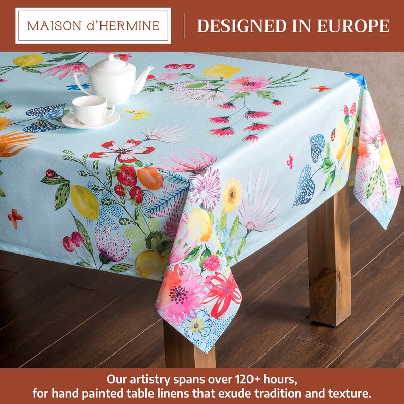 Maison d' Hermine Table Cloth Square Table 100% Cotton 60 x 60 Inches Tablecloth Reusable Decorative for Dining Kitchen Room Farmhouse Home Gifts for Mothers Day Spring Summer - Jardin D'Ete - Mint