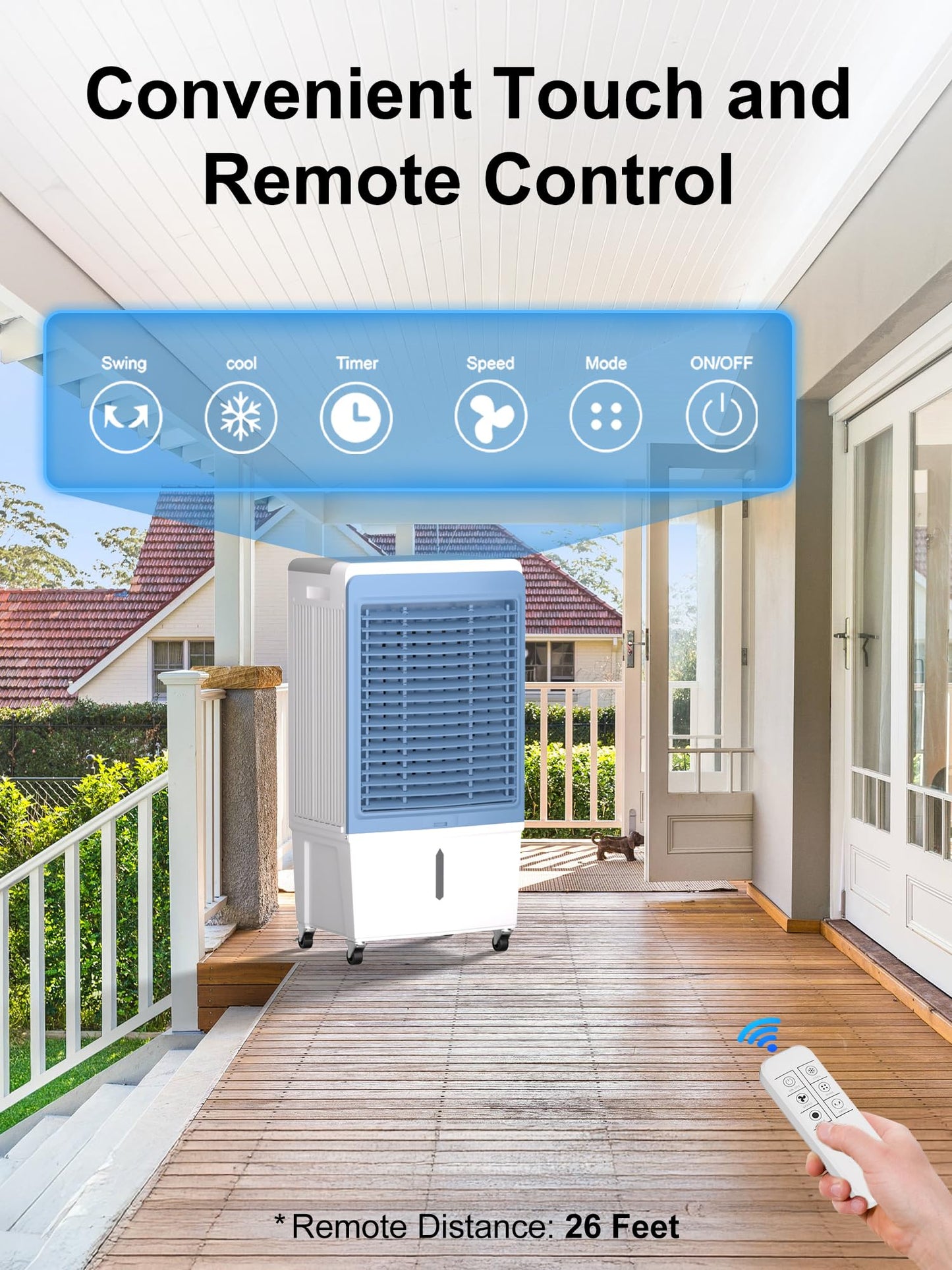 Uthfy 6000 CFM Swamp Cooler Air Conditioner, Outdoor Evaporative Air Cooler with 13.5 Gal Water Tank, Remote, 120° Oscillation, 12H Timer, 47" Portable AC with Copper Motor for Patio, Garage