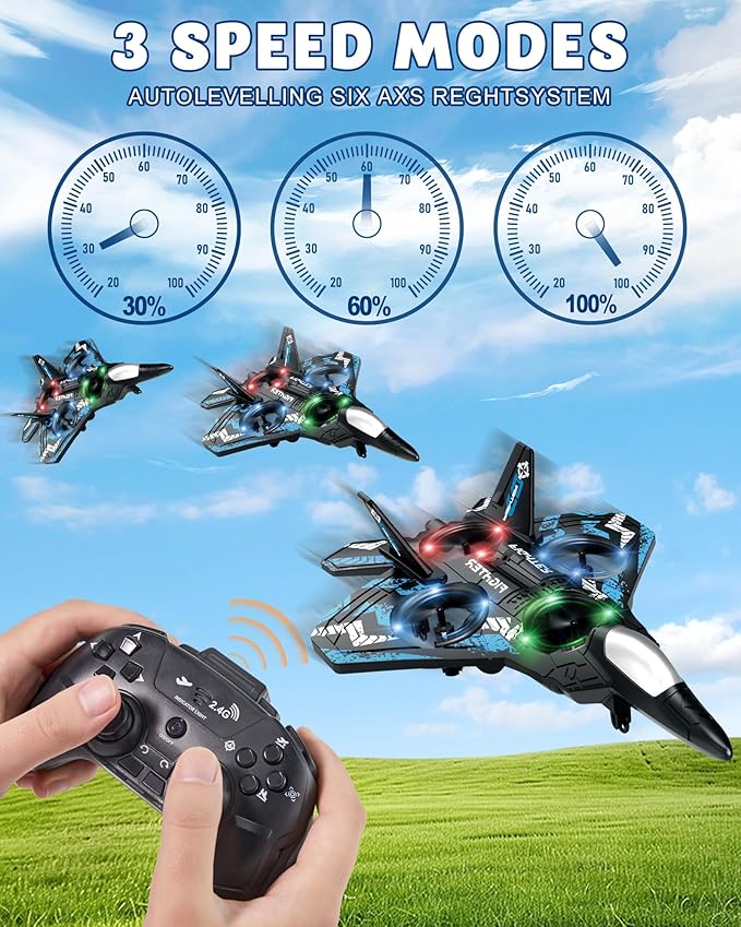 Drones for Kids Form RC Plane Remote Control Airplane Aircrafts for Boys and Girls Jet Helicopter Drones with LED Lights 360° Flip 2 Rechargeable Batteries Easter Gift for Kids(2 Batteries)