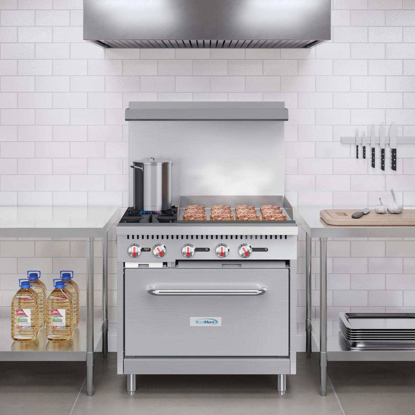KoolMore 36 in. 2 Burner Commercial Liquid Propane Range with 24 in. Griddle (KM-CRG36-LP)