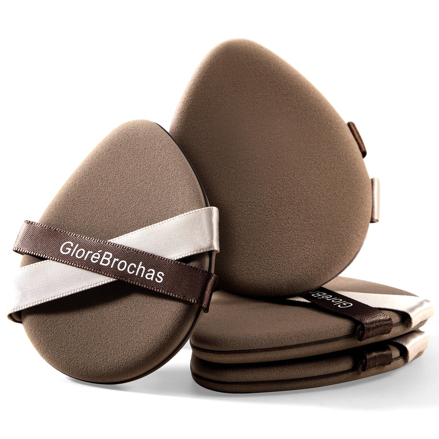 Makeup Sponge Set, GloréBrochas 4PCS Micro Porous Foundation Sponge, Latex-Free PU Makeup Puff, Low Absorption 3.2 Inch Soft Dual-Sided Foundation Puff, Individually Wrapped