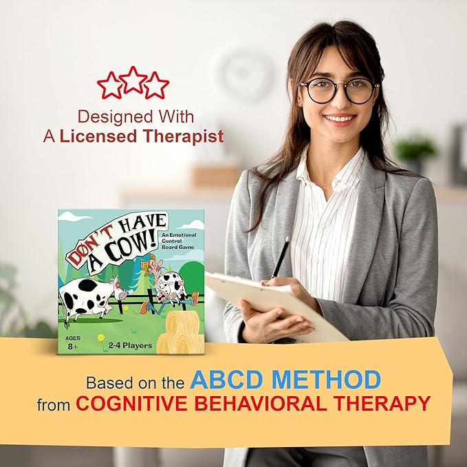 Don't Have a Cow A CBT Therapy Game for Kids from The Creator of Don't Go Bananas - Play Therapy Toys Counseling Games - Version 2