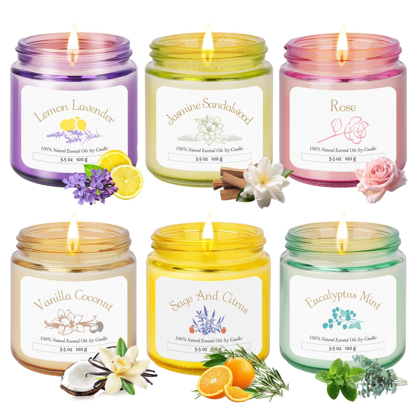 6 Pack Candles for Home Scented | Aromatherapy Candles Gift for Women,Soy Wax Long Lasting Jar Candles Gift Set for Women Christmas,Birthday,Mother's Day,Anniversary Present