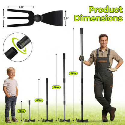 CALCHELE Hoe Garden Tool, 30-75 Inch Adjustable Garden Hoe Long Handle for Weeding, 2 in 1 Heavy Duty Hoe Cultivator Hand Garden Tools for Gardening Planting