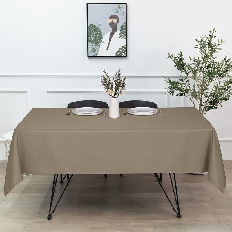 sancua Rectangle Tablecloth - 70 x 90 Inch - Stain and Wrinkle Resistant Washable Polyester Table Cloth, Decorative Fabric Table Cover for Dining Tables, Buffet Parties and Camping, Taupe