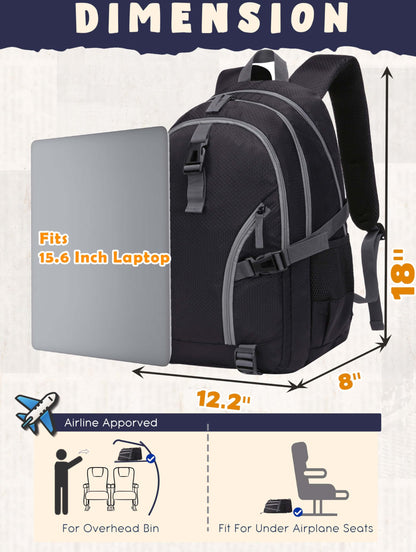 BLUEFAIRY High School Backpack for Girls Boys Middle School Bookbag for Kids Back to School Bag for College with Large Compartment Casual Daypack Mochilas para Niñas Adolescentes 18" Black