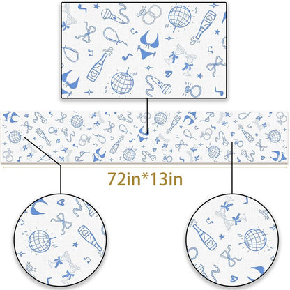 Pudodo Mamma Mia Table Runner Italian Themed Bachelorette Party Last Disco Wedding Bridal Shower Kitchen Dining Room Home Decoration (13" x 72")