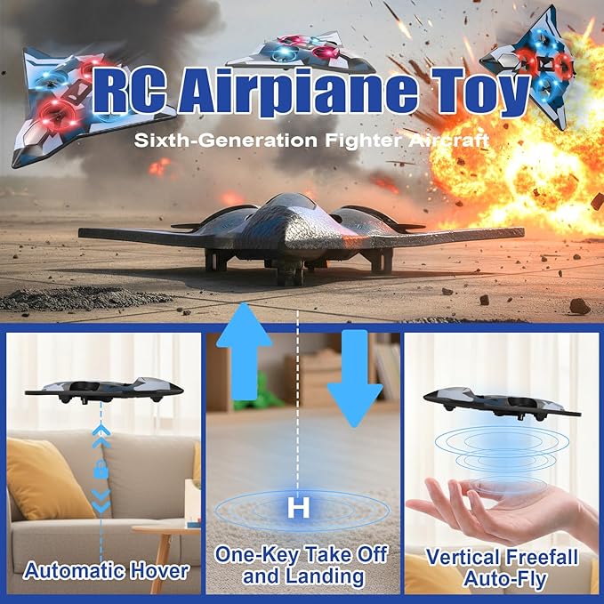 Foam Remote Control Airplanes for Kids &amp Adults | RC Fighter Jet with Light 360° Flip Fighter Jet Toys Stunt Roll Airplane Toy Great for Beginners Christmas &amp Birthday Gift for Kids Boys Ag