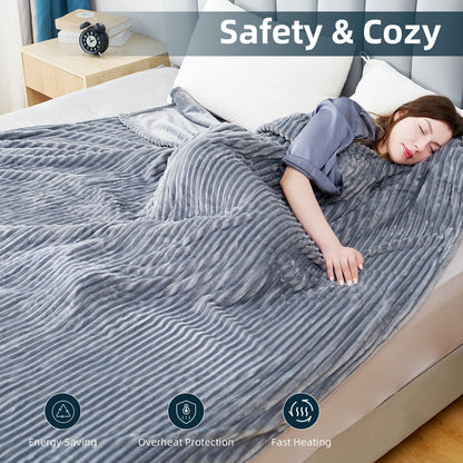 Electric Heated Blanket Full Size 72"x84", Cozy Large Oversized, 5 Heating Levels & 10 Hours Auto Off, Cozy for Bed, Sofa, & Office, Machine Washable, Purple