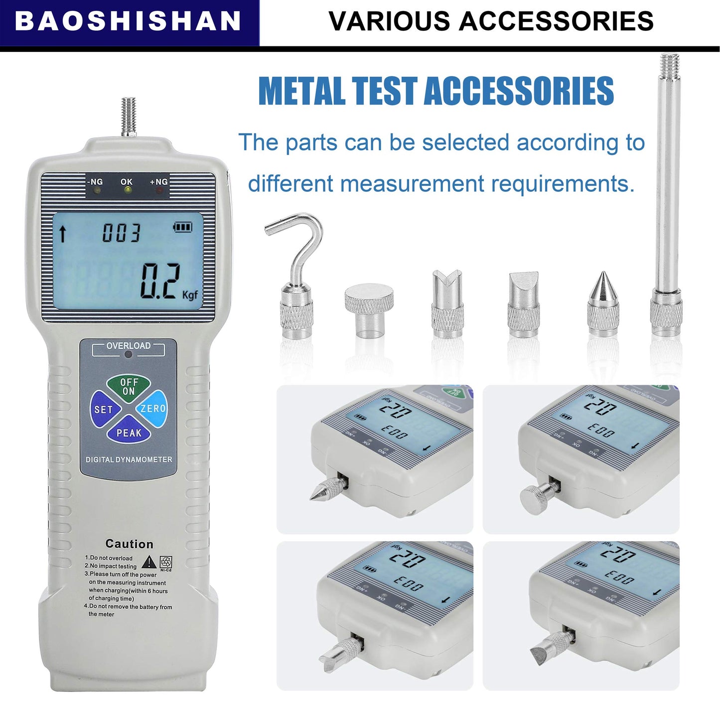 BAOSHISHAN ZP-50N Digital Force Gauge Push Pull Gauge with Output Function