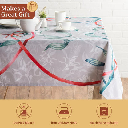 Maison d' Hermine Table Cloth Rectangle Table 100% Cotton 54 x 72 Inches Fall Tablecloth Reusable Everyday Use for Thanksgiving Christmas Decorations Dining Farmhouse Party (Enora)