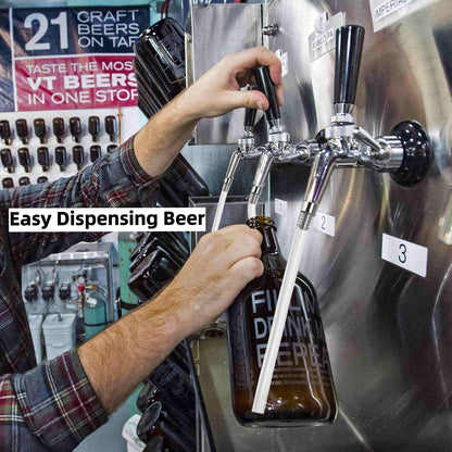 2PCS Growler Filler Tube Hose,12'' 5/16" I.D Silicone Growler Filling Tubing Leak-free Beer Jug Filler Funnel,Stainless Bottle Filler Barb Fitting Fit ID12.63-12.7mm Kegerator Tap Beer Faucet Outlet