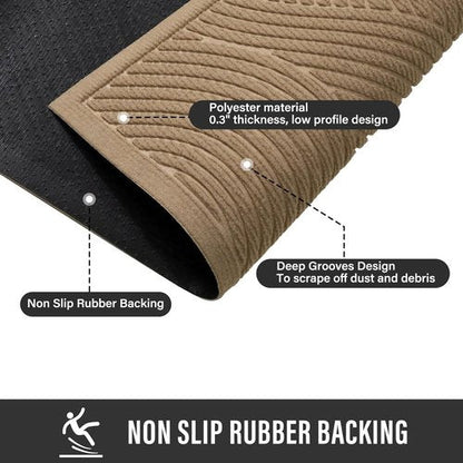 HIYARD Sturdy Front Door Mat - Absorbent, Non-Slip, Stain Resistant | 36x24 Beige Indoor/Outdoor Doormat
