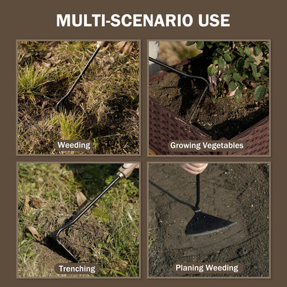 ROYTOA Triangle Hand Hoe, Heavy Duty Stainless Steel Weed Puller and Weed Remover Gardening Tool with Walnut Handle for Weeding, Soil Loosening and Cultivating