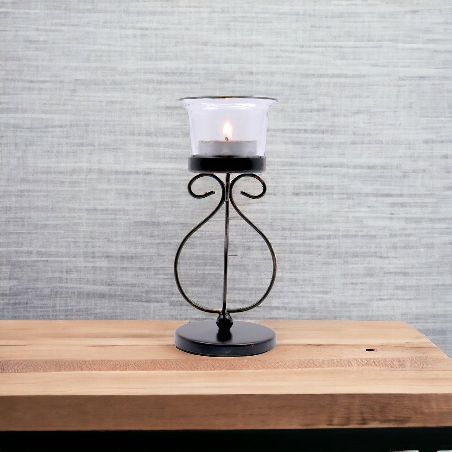 Hosley Bulk Buy Set of 6 Metal & Glass Tea Light Candle Holders for Home Decor, Lighting, Wedding, Parties, Gifting, LED Tea Light Gardens