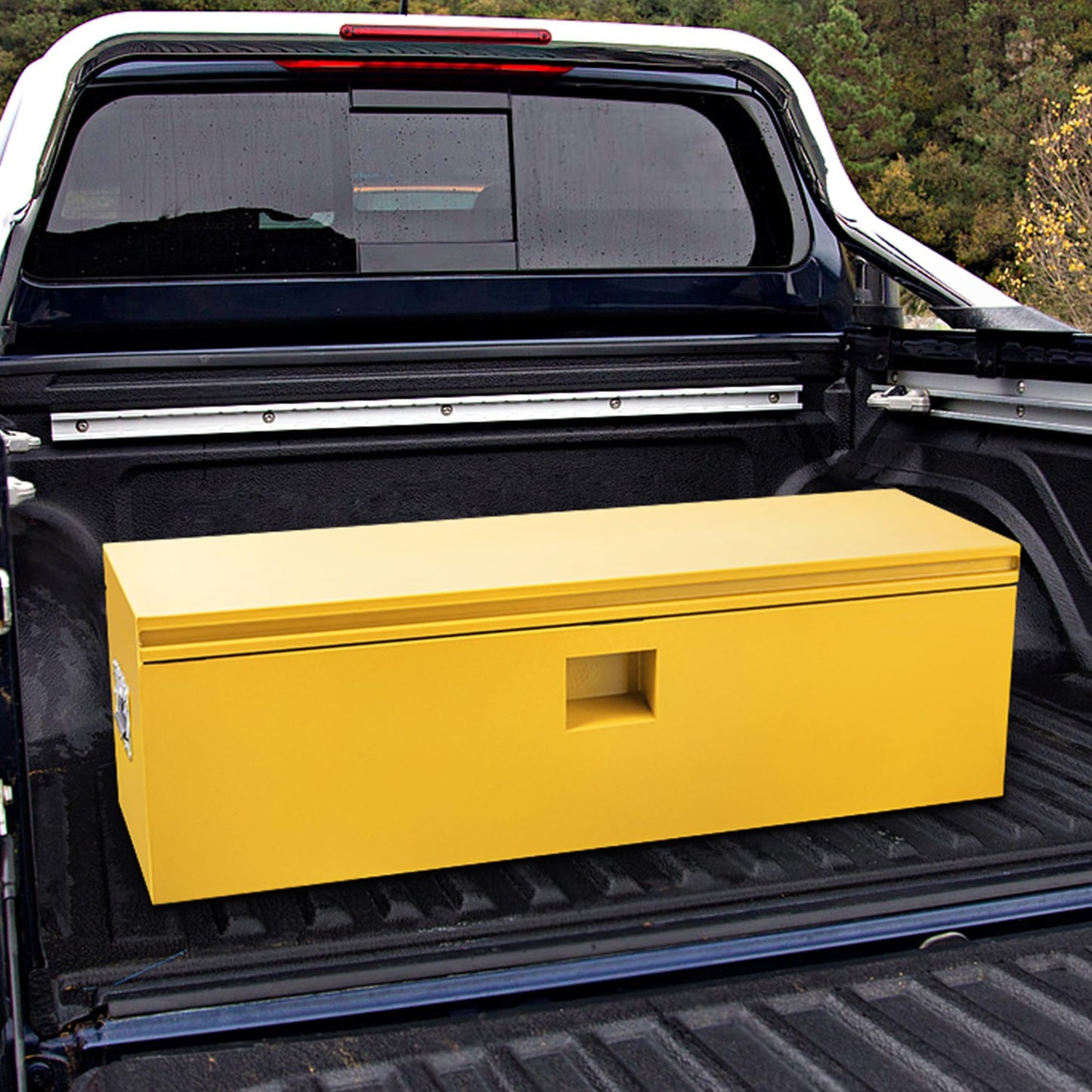 EliteEdge Heavy Duty Steel Truck Bed Tool Box with Dual Lids, Weatherproof Lockable Storage, Fits Pickup, Trailer & RV, Universal Mount, Secure Truck Tool Boxes for Bed of Truck