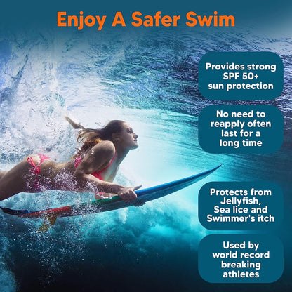 Safe Sea Jellyfish Sting-Blocking Sunscreen, SPF 40+ Spray 4 Fl oz, Waterproof, Biodegradable, Coral Reef-Safe – Body and Face Sunscreen, Anti-Jellyfish and Sea-Lice sting protection.