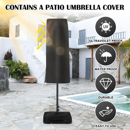 Sundale Outdoor Solar 15 ft 144 LED Olefin 5-Year-Non-Fading Patio Umbrella with Sandbag Base Included and Cover, Outdoor Double-Sided Umbrella with Lights, Navy