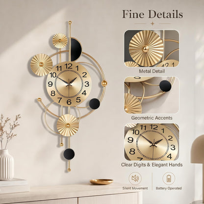 Axioglo Large Wall Clock,Modern Silent Non-Ticking Metal Wall Clocks,Battery Operated Wall Clock for Living Room, Kitchen, Bedroom, or Office Wall Decor (32")
