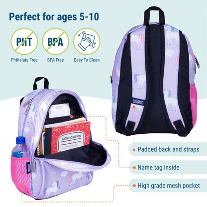 Wildkin 15 Inch Kids Backpack with Lunch Box Bag Bundle - Durable, Lightweight School & Travel Set - Unicorn