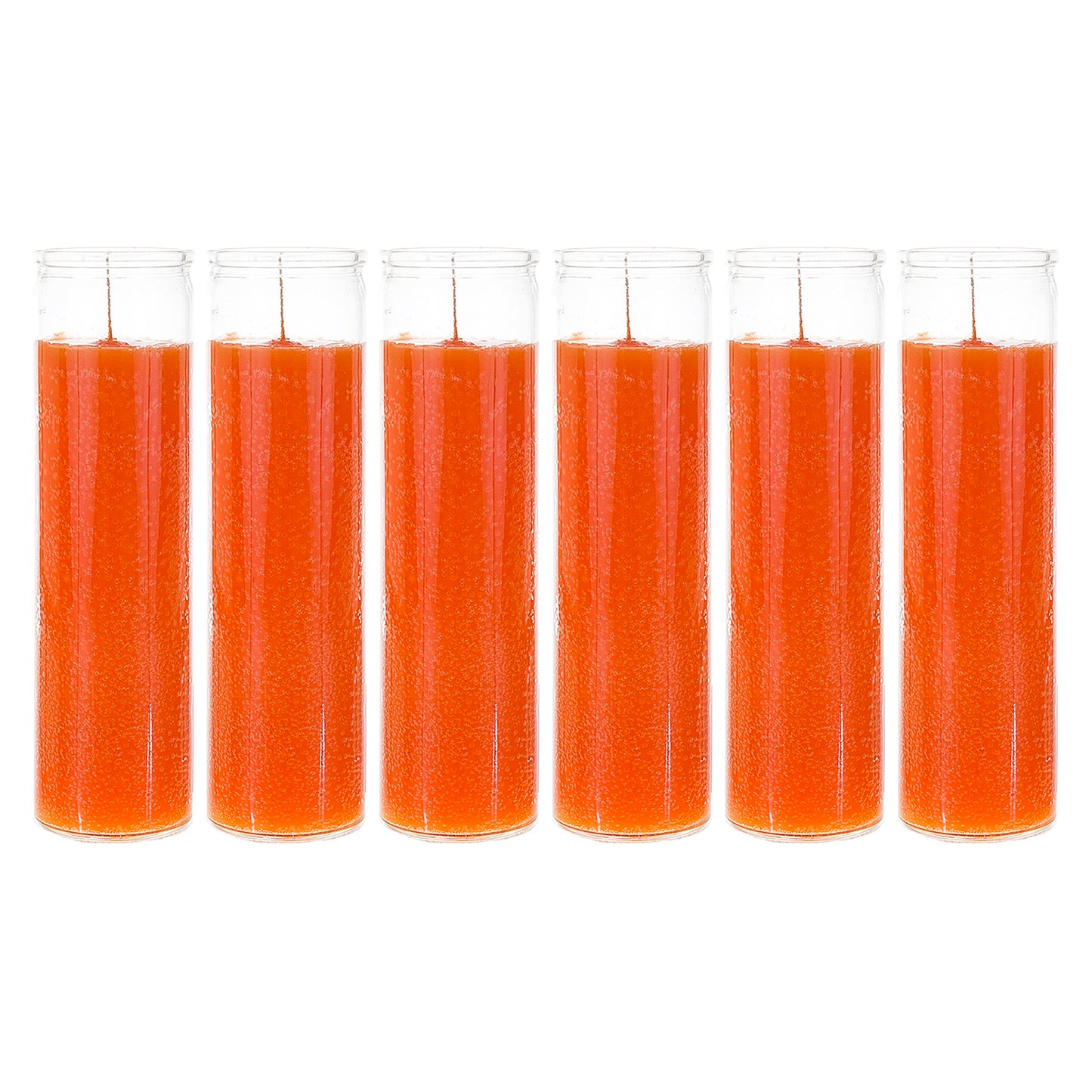Mega Candles 6 pcs Unscented Orange 7 Day Glass Container Devotional Prayer Candles, Premium Wax Candle 2 Inch x 8 Inch, Sanctuary, Vigils, Prayers, Blessings, Religious, Memorials, Remembrance
