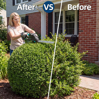 Garvee Cordless Hedge Trimmer with Battery - Grass Shear & Shrubbery Trimmer - 2 in 1 Handheld 20V Electric Grass Trimmer Hedge Shears Grass Cutter with 2 * 2.0Ah Batteries & Charge Base