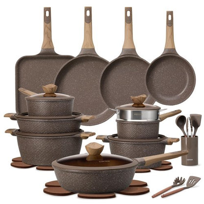 CAROTE 31pcs Pots and Pans Set Non Stick, Cookware Set Pots and Pans Induction Cook Ware, Nonstick Kitchen Cooking, PFOA Free