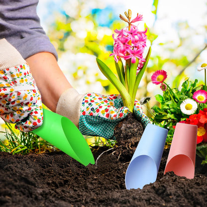 6 Pcs Bonsai Soil Scoops Plastic Garden Shovels Garden Tool Bucket Shovel Colorful Small mini Potting Scoop for Plant Flower Succulent