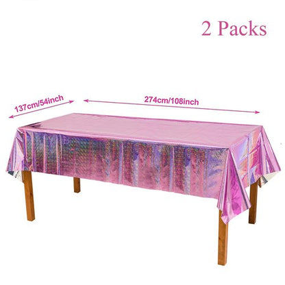 GREATRIL Pink Party Table Cloth Disposable Rectangle Tablecover for Birthdays Girls Princess Anniversary Celebration Tablecloth Decorations - 54'' x 108'' - 2 Packs