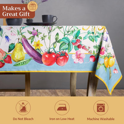Maison d' Hermine Table Cloth Rectangle Table 100% Cotton 60 x 90 Inches Tablecloth Reusable Decorative for Dining Kitchen Room Farmhouse Home Gifts for Mothers Day Spring Summer - Giverny
