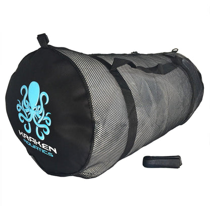 Kraken Aquatics Mesh Duffle Bag with Shoulder Strap | Large Dive Bag for Scuba Diving Gear, Snorkeling, Freediving, Spearfishing, Swimming & Beach | Heavy-Duty Mesh Duffel Bag for Quick Drying | XL