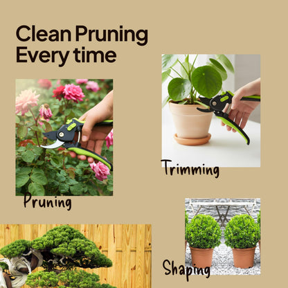 Lime Bypass Pruning Shears & Hedge Clippers - Cuts 3x Easier, Ideal for Seniors
