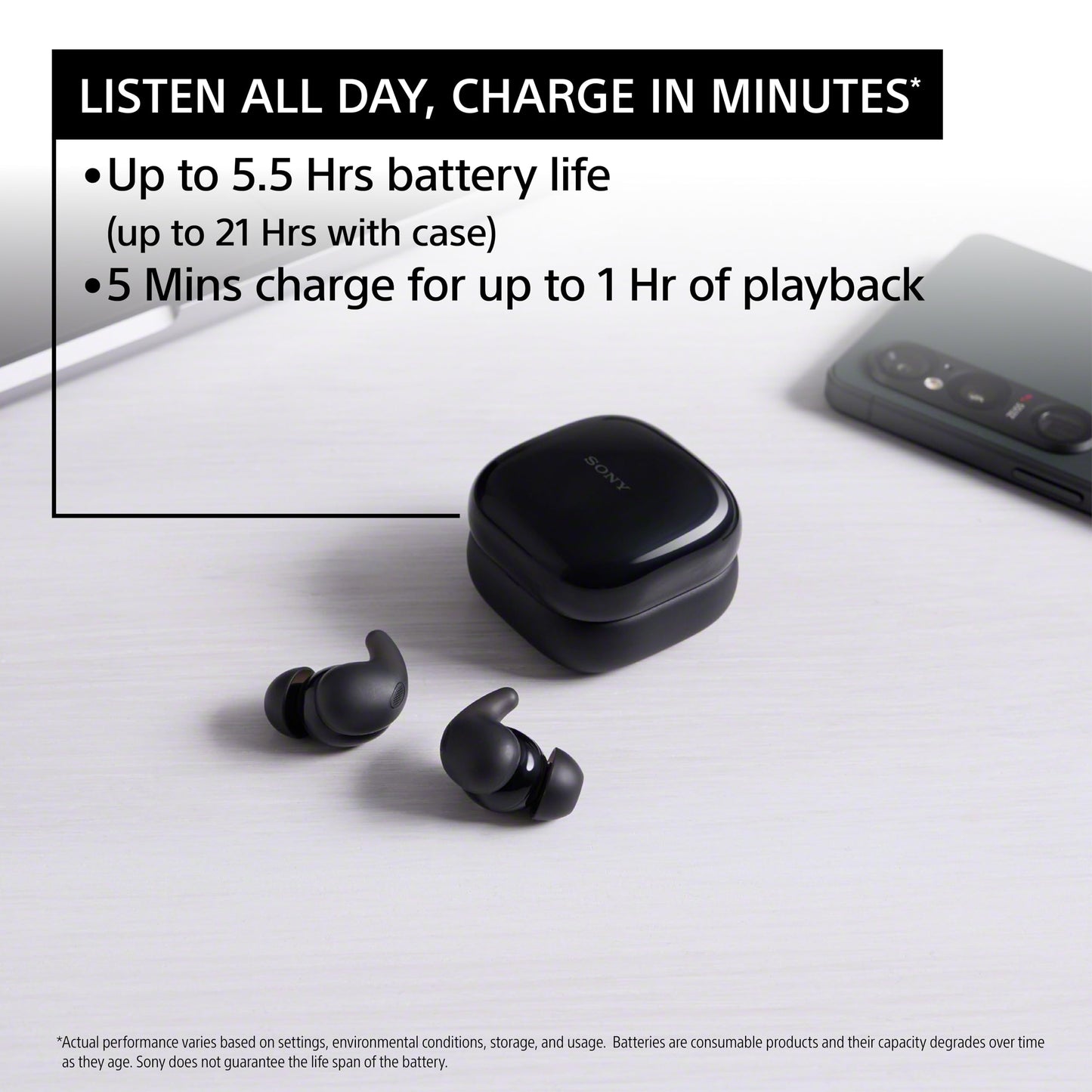 Sony LinkBuds Fit Truly Wireless Noise Canceling Earbud Headphones, Small & Light with Newly Developed Air Fitting Supporters, Black