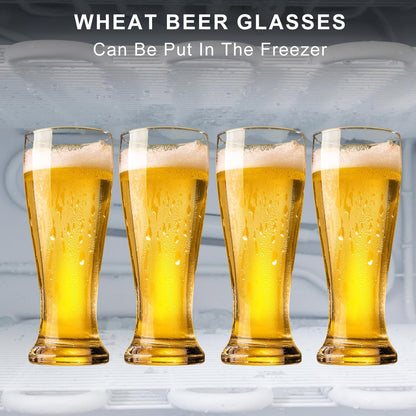 PARACITY Beer Glasses 14 oz, Pint Glasses Set of 4, Pilsner Wheat Beer Glasses, Glasses Drinking Set, Glassware Gift for Men