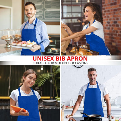 Utopia Kitchen 2 Pack Bib Apron, Adjustable with 2 Pockets, Water and Oil Resistant, Cooking Kitchen Chef Apron for Women Men