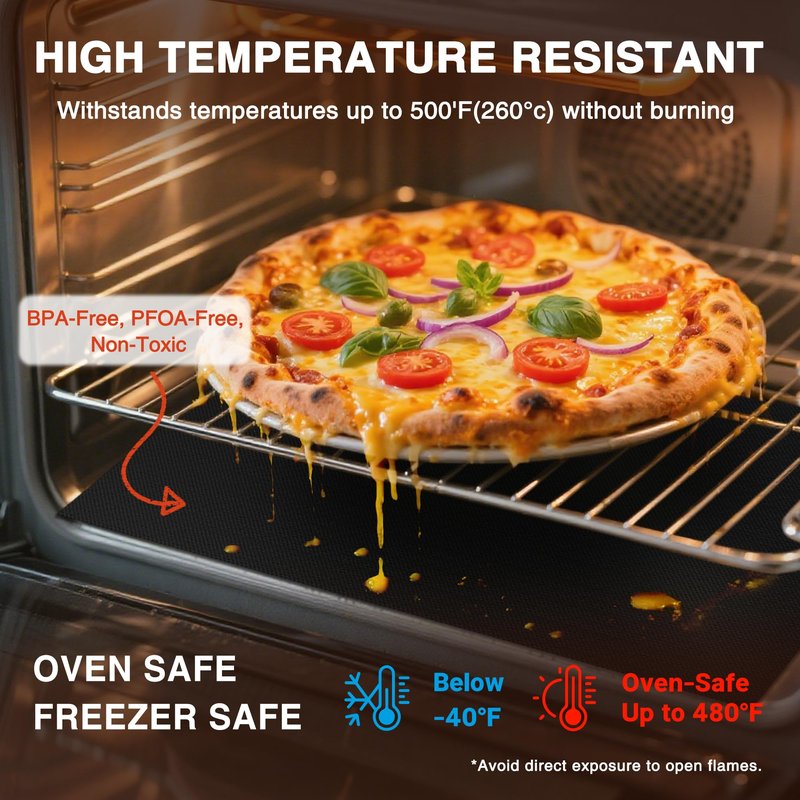 PrettyCare Oven Liners for Bottom of Oven - 3 Pack Large Heavy Duty Mats, 16.25”x23” Non-Stick Reusable Liner for Electric, Gas, Toasters, Grills - BPA & PFOA Free Kitchen Accessory to Keep It Clean