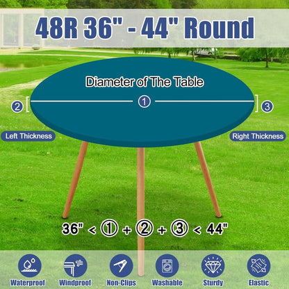 Moosfor Round Spandex Tablecloth, Elastic Fitted Waterproof Tablecloths for 36"-44" Tables, Stretch Washable Picnic Table Cover for Camping, Dining, Indoor and Outdoor,Peacock Blue