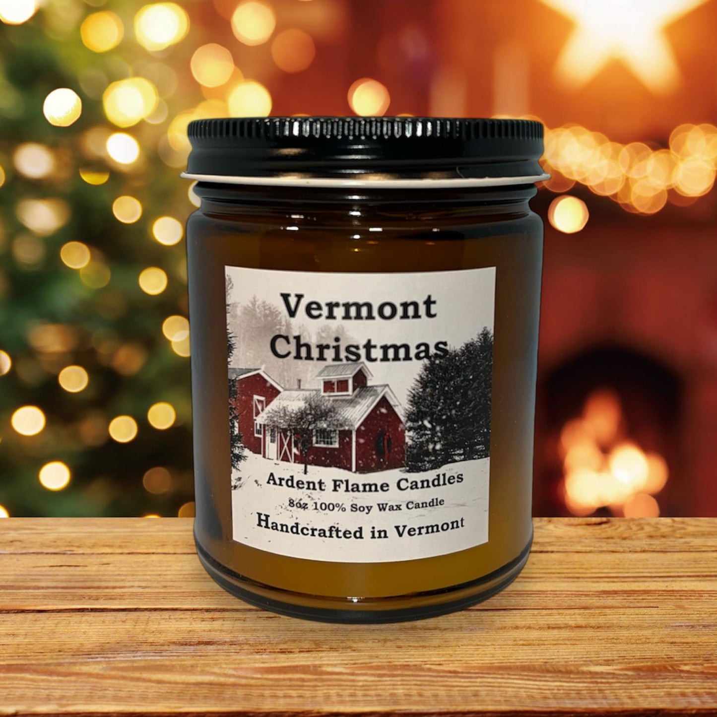 Ardent Flame Candles | Vermont Christmas | 100% Natural Soy Wax Candle for Home Decor | Highly Scented | Premium Fragrance | Handmade in Vermont, USA | 8 oz | Long Lasting | Gift for Women and Men