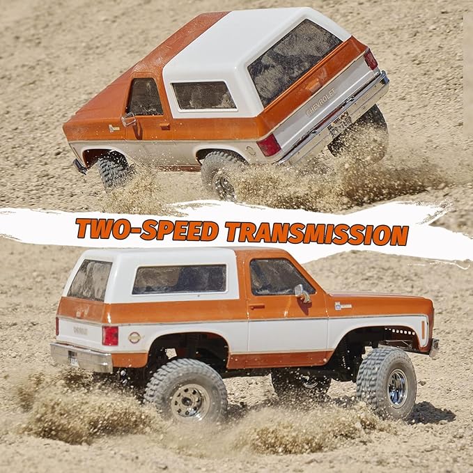 FCX24 FMS 1/24 K5 Chevy Blazer RC Crawler Officially Licensed Mini RC Car Pick Up Truck &amp SUV 2 in 1 4WD 8km/h 2 Speeds Switch Off-Road RC Model with LED Lights for Adults (Black)
