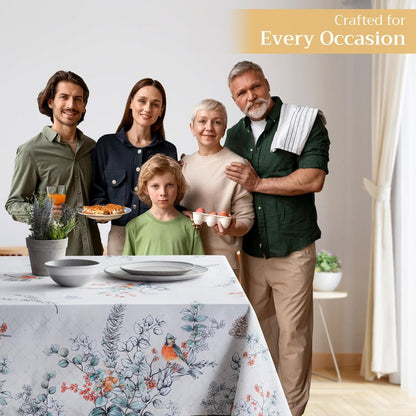 Maison d' Hermine Table Cloth Square Table 100% Cotton 54 x 54 Inches Fall Tablecloth Reusable Everyday Use for Thanksgiving Christmas Decorations Dining Farmhouse Party (Whitish Shabby Chique)