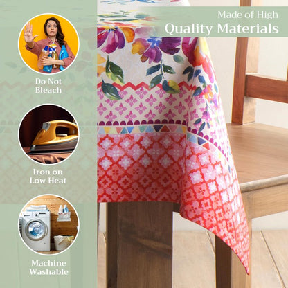Maison d' Hermine Table Cloth Rectangle Table 100% Cotton 70 x 90 Inches Tablecloth Reusable Decorative for Dining Kitchen Room Farmhouse Home Gifts for Mothers Day Spring Summer - Rose Garden