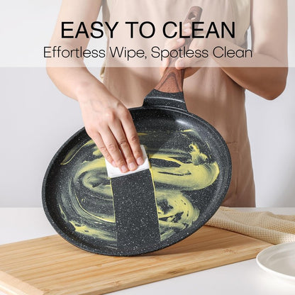 Kordisen Crepe Pan Nonstick, 12 Inch Dosa Pan with Spreader, Granite Coating Comales Para Tortillas Pancake Pan, Flat Bottom for Stove Top, Induction Compatible, PFOA Free