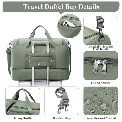 Extra Large Travel Duffle Bag,Carry on Overnight Weekend Bag with Shoes Compartment,Weekender Bags for Women for Travel Business Trips Sport Hospital