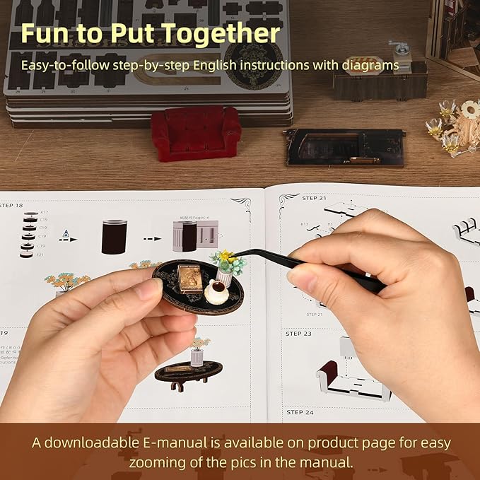 Book Nook Kit DIY Miniature Dollhouse Kit 3D Puzzles for Adults Tiny House Mini Home Craft Bookshelf Nook Puzzle Book Decor Gifts for Teenagers Book Lovers (Saisons Café)